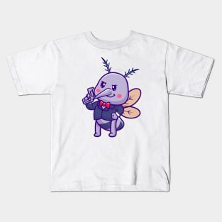 Cute Mosquito Holding Gun Cartoon Kids T-Shirt